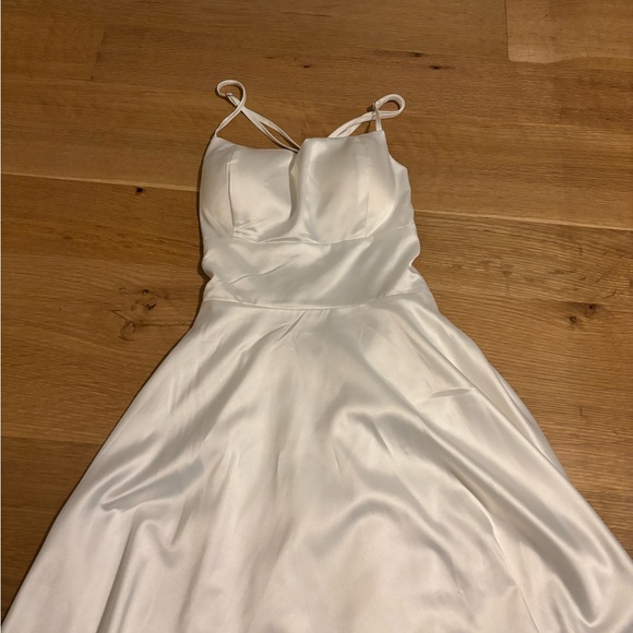 altar'd state white satin dress Altar'd State Novalee Satin Mini Dress